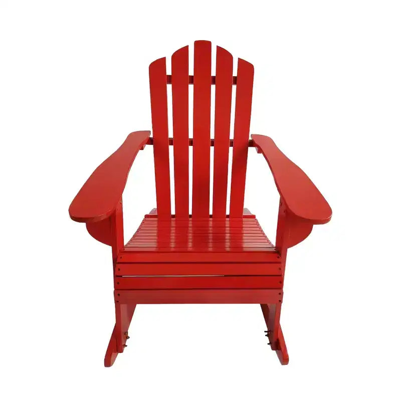 Chaise Adirondack à bascule, inclinable, en bois, rouge