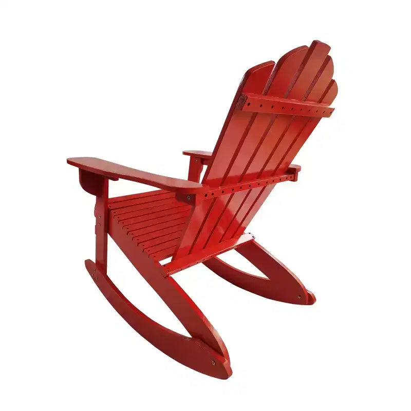 Chaise Adirondack à bascule, inclinable, en bois, rouge