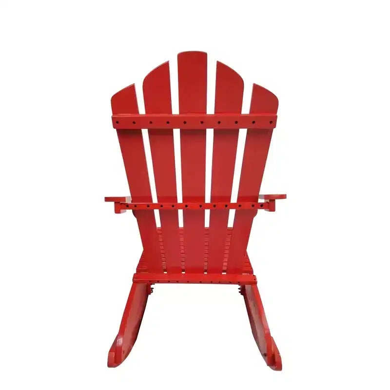 Chaise Adirondack à bascule, inclinable, en bois, rouge