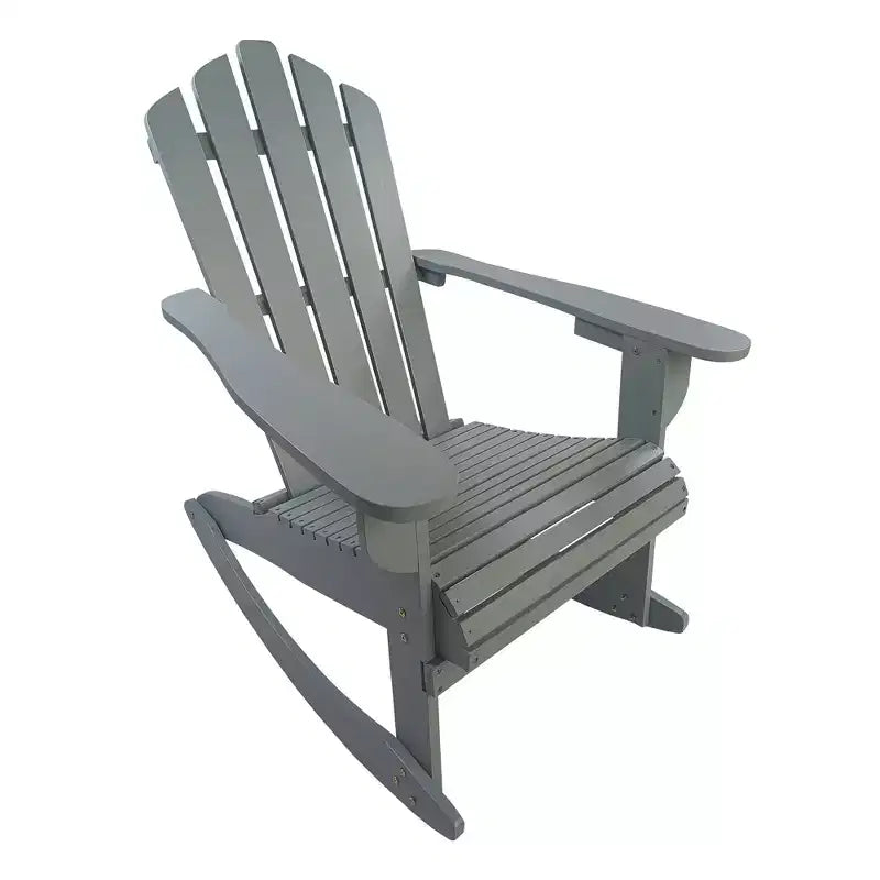 Sedia a dondolo reclinabile Adirondack da esterno in legno, noce