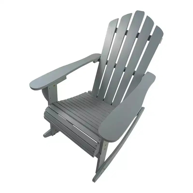 Sedia a dondolo reclinabile Adirondack da esterno in legno, noce