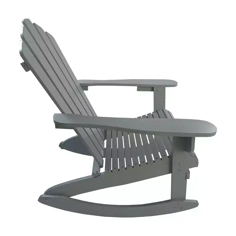 Sedia a dondolo reclinabile Adirondack da esterno in legno, noce