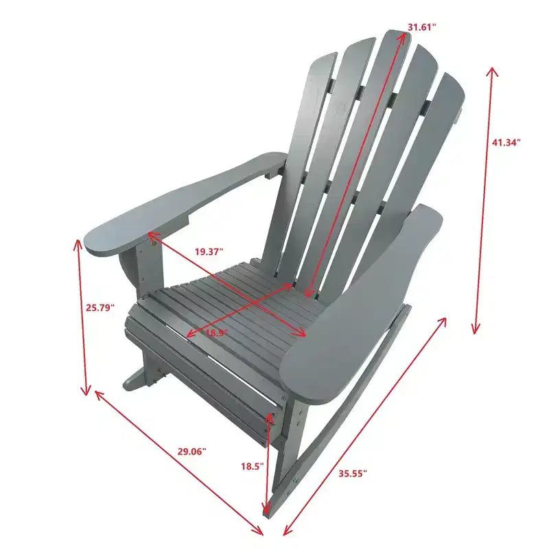 Sedia a dondolo reclinabile Adirondack da esterno in legno, noce
