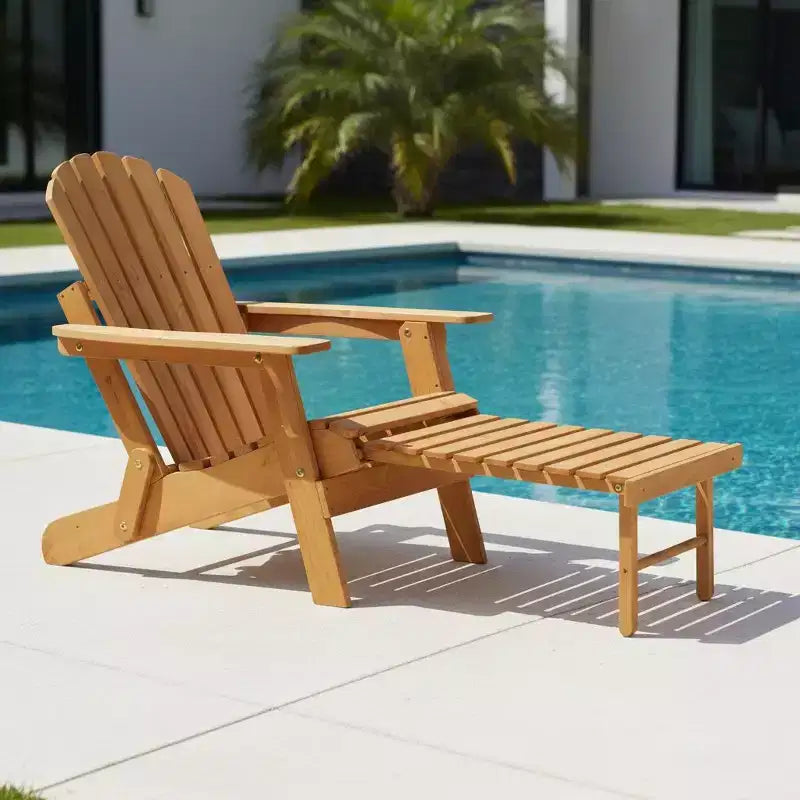 Sedia Adirondack da esterno Okak Oversize in legno con design pieghevole, sedia a sdraio da esterno con braccioli ampi, sedia da patio per giardino