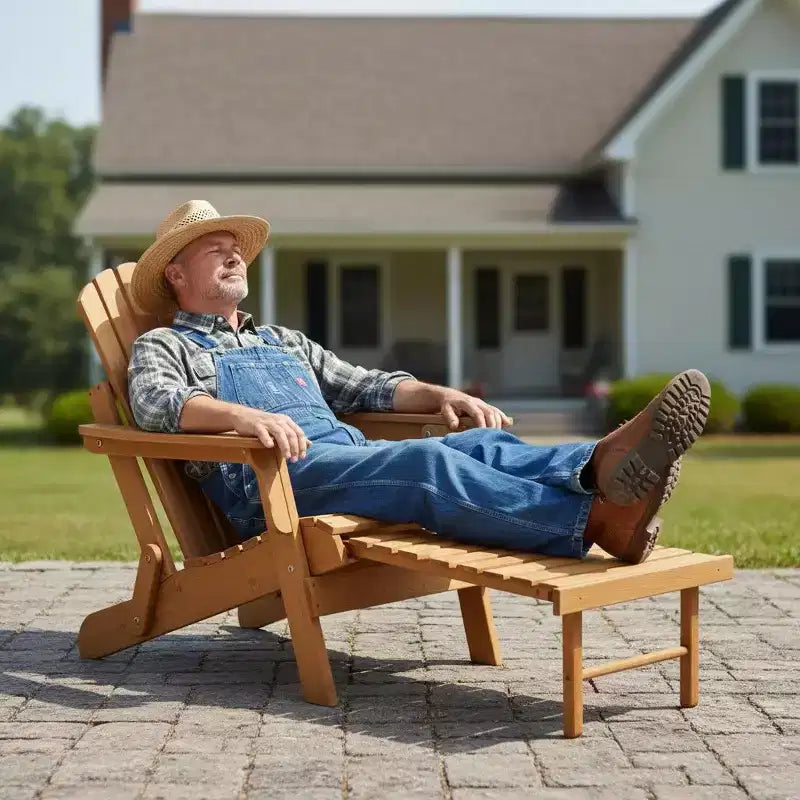 Sedia Adirondack da esterno Okak Oversize in legno con design pieghevole, sedia a sdraio da esterno con braccioli ampi, sedia da patio per giardino