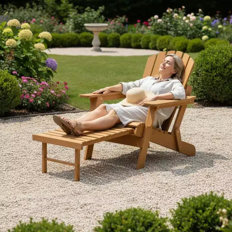 Sedia Adirondack da esterno Okak Oversize in legno con design pieghevole, sedia a sdraio da esterno con braccioli ampi, sedia da patio per giardino