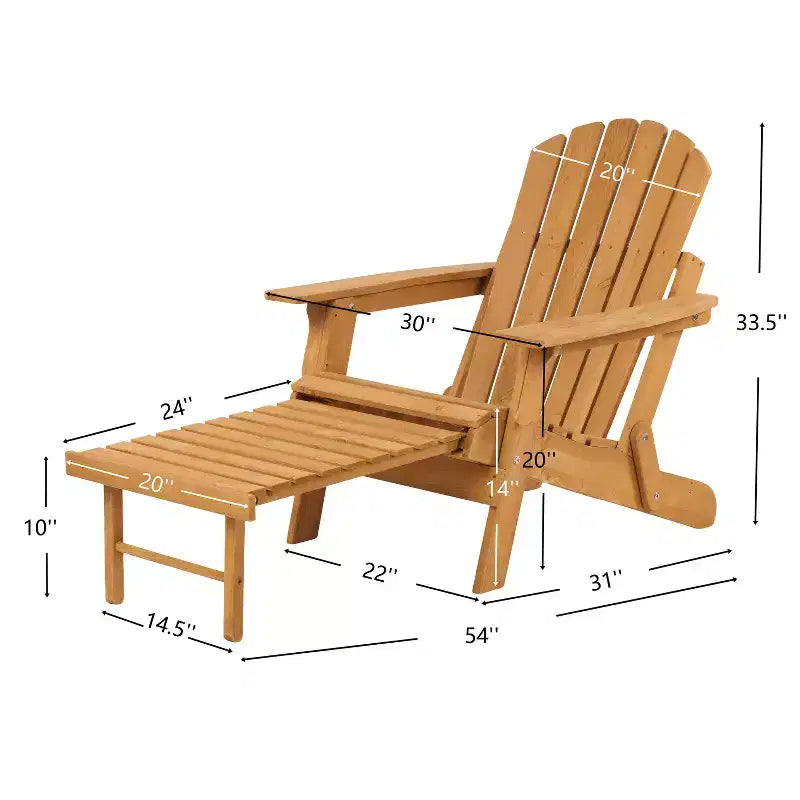 Sedia Adirondack da esterno Okak Oversize in legno con design pieghevole, sedia a sdraio da esterno con braccioli ampi, sedia da patio per giardino