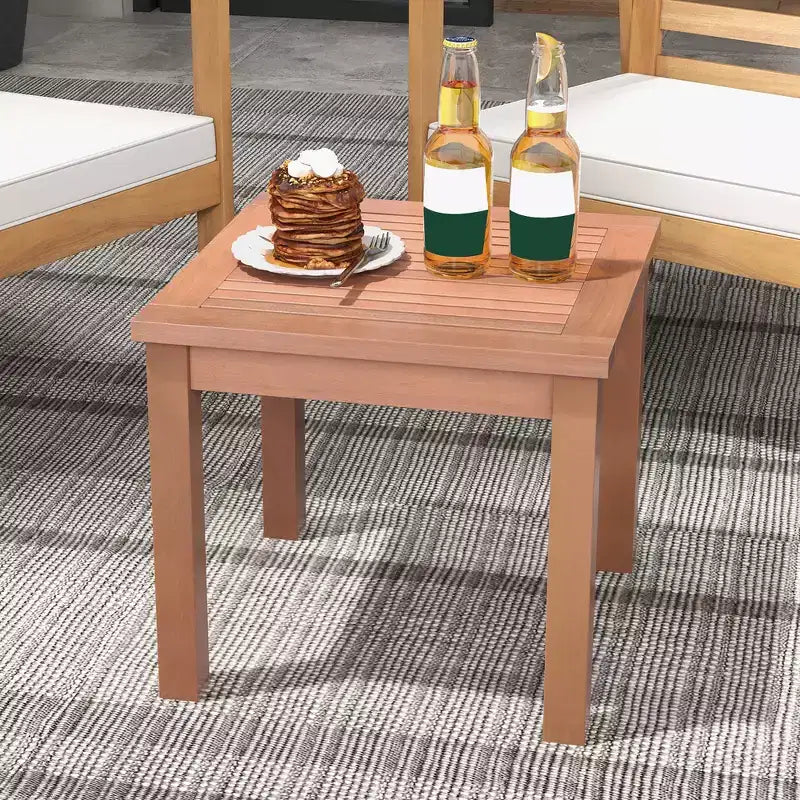 Tavolino da esterno Costway Adirondack, tavolino laterale quadrato da 45 cm con piano a doghe