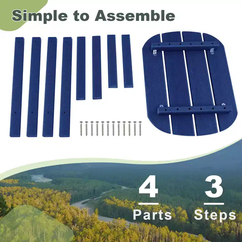 Costway 2 pz Tavolino da Patio 18 pollici Resistente agli Agenti Atmosferici Tavolo Adirondack da Esterno Tavolini Laterali da Sedia Impermeabili in HDPE Blu Scuro