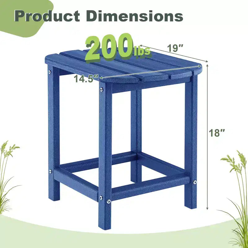 Costway 2 pz Tavolino da Patio 18 pollici Resistente agli Agenti Atmosferici Tavolo Adirondack da Esterno Tavolini Laterali da Sedia Impermeabili in HDPE Blu Scuro
