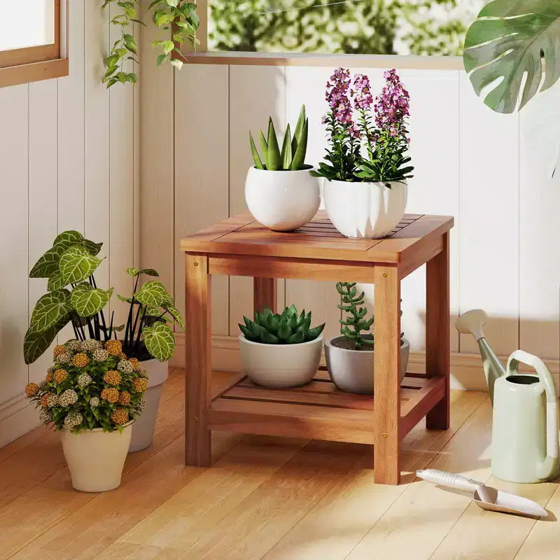 Costway Tavolino Adirondack a 2 Ripiani con Ripiano a Doghe per Giardino