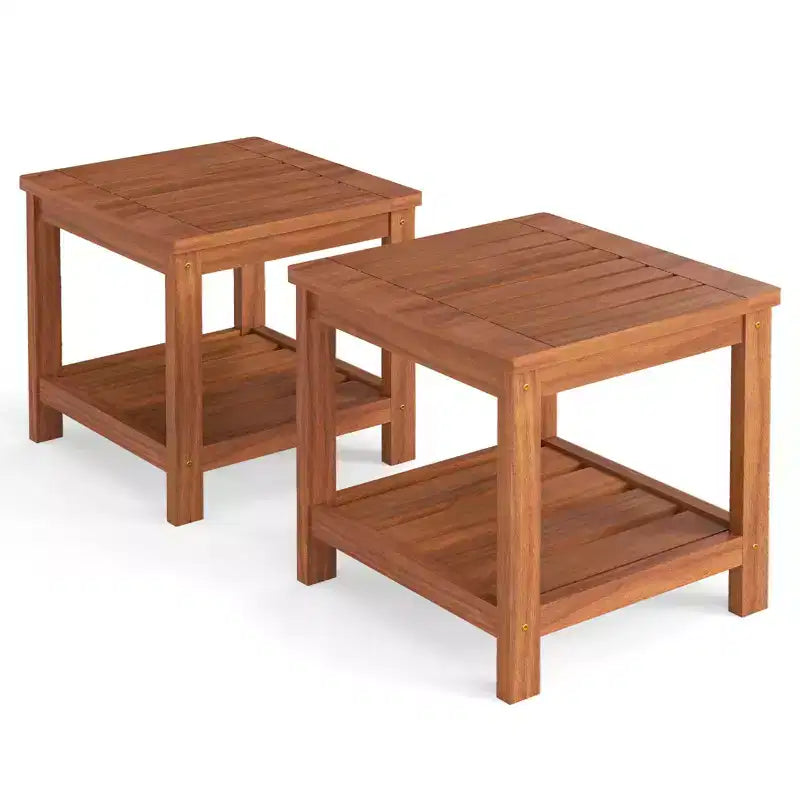 Costway Tavolino Adirondack a 2 Ripiani con Ripiano a Doghe per Giardino, 2 Pezzi
