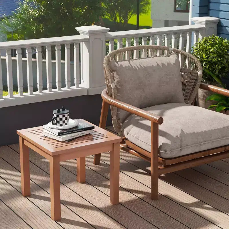 Costway Tavolino Laterale Adirondack per Esterni, Set da 2 Pezzi, Tavolino Quadrato da 45,7 cm con Piano a Doghe