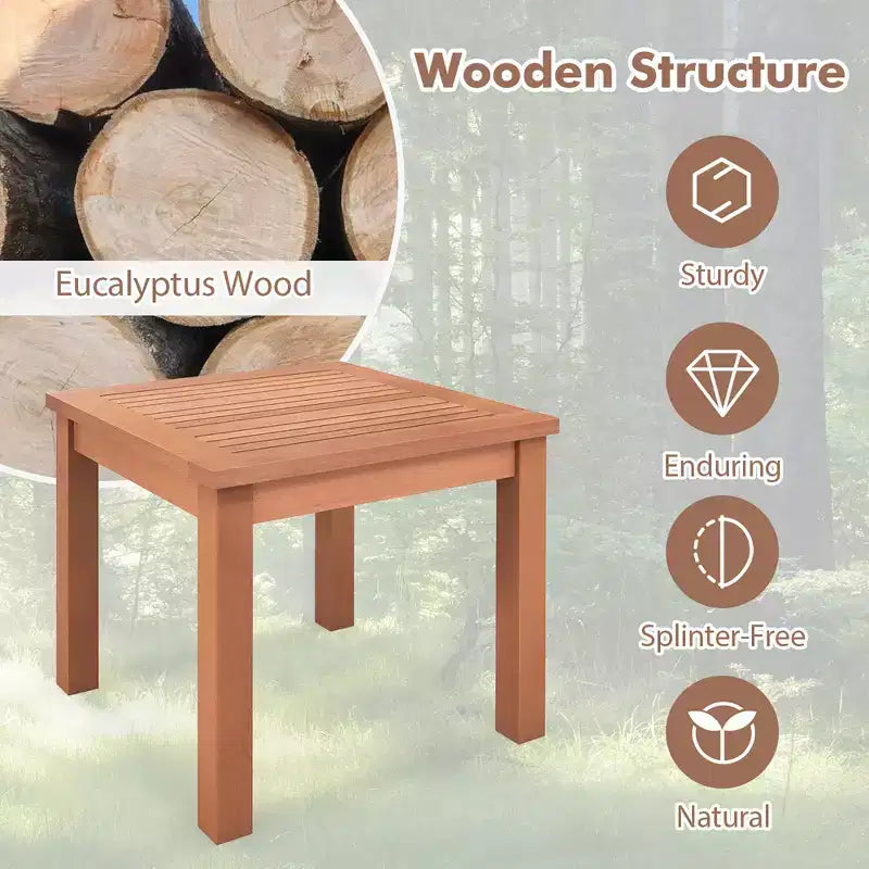 Costway Tavolino Laterale Adirondack per Esterni, Set da 2 Pezzi, Tavolino Quadrato da 45,7 cm con Piano a Doghe