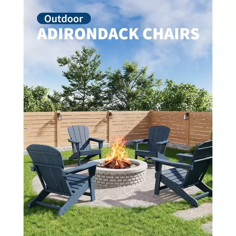 Moderna sedia Adirondack in HDPE, sedia da esterno sovradimensionata in polywood resistente alle intemperie con venature del legno, 380 libbre, per patio, braciere e piscina