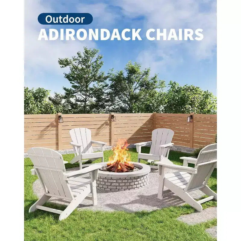 Moderna sedia Adirondack in HDPE, sedia da esterno sovradimensionata in polywood resistente alle intemperie con venature del legno, 380 libbre, per patio, braciere e piscina