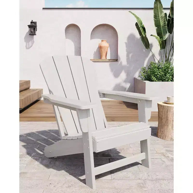 Moderna sedia Adirondack in HDPE, sedia da esterno sovradimensionata in polywood resistente alle intemperie con venature del legno, 380 libbre, per patio, braciere e piscina