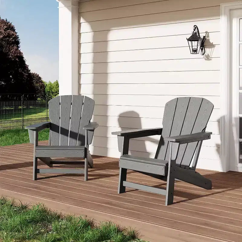 Moderna sedia Adirondack in HDPE, sedia da esterno sovradimensionata in polywood resistente alle intemperie con venature del legno, 380 libbre, per patio, braciere e piscina