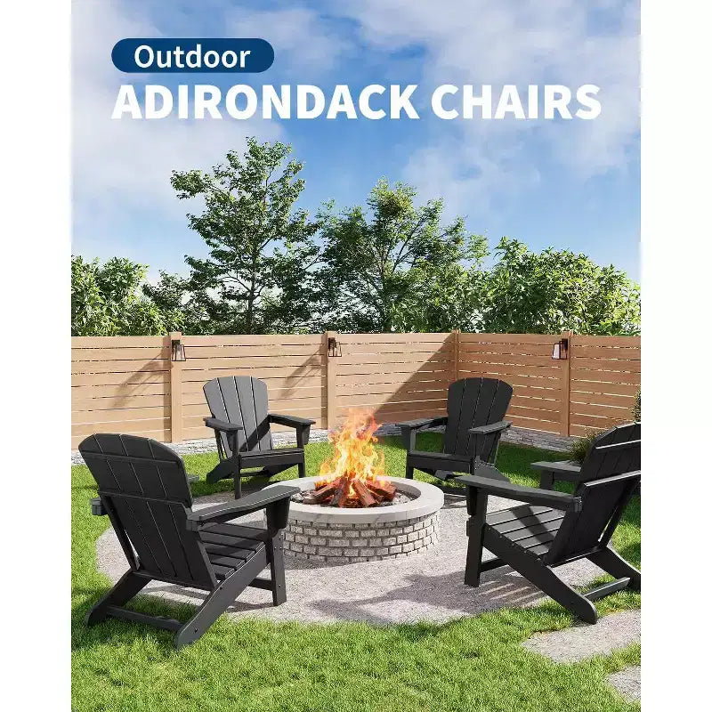 Moderna sedia Adirondack in HDPE, sedia da esterno sovradimensionata in polywood resistente alle intemperie con venature del legno, 380 libbre, per patio, braciere e piscina