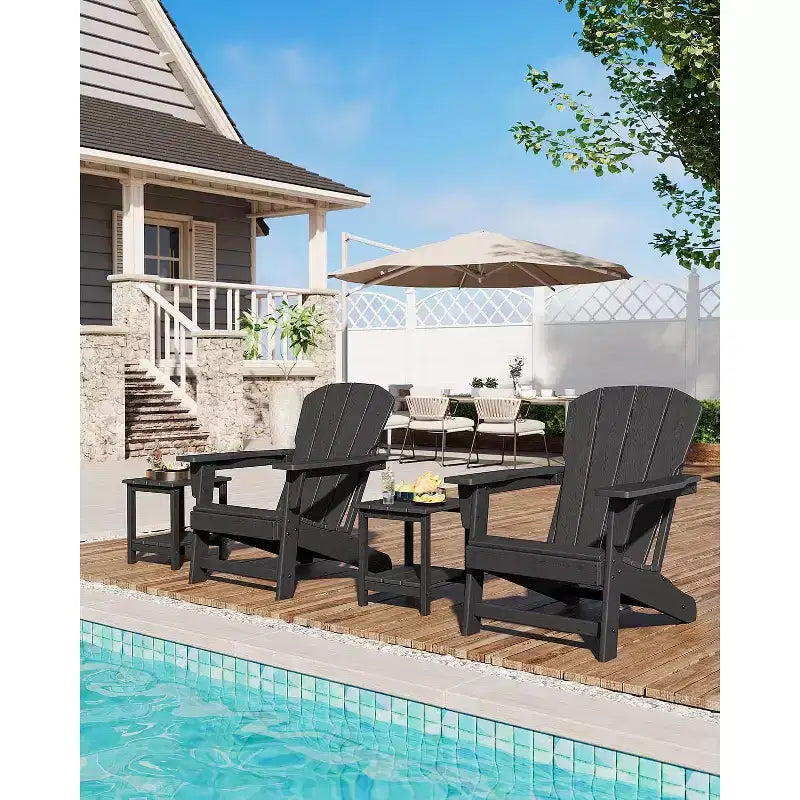 Moderna sedia Adirondack in HDPE, sedia da esterno sovradimensionata in polywood resistente alle intemperie con venature del legno, 380 libbre, per patio, braciere e piscina