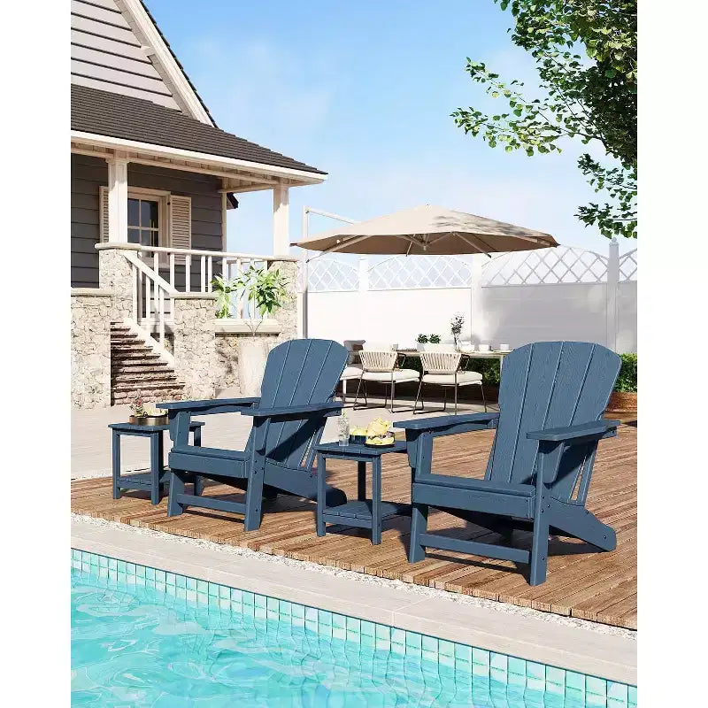 Moderna sedia Adirondack in HDPE, sedia da esterno sovradimensionata in polywood resistente alle intemperie con venature del legno, 380 libbre, per patio, braciere e piscina