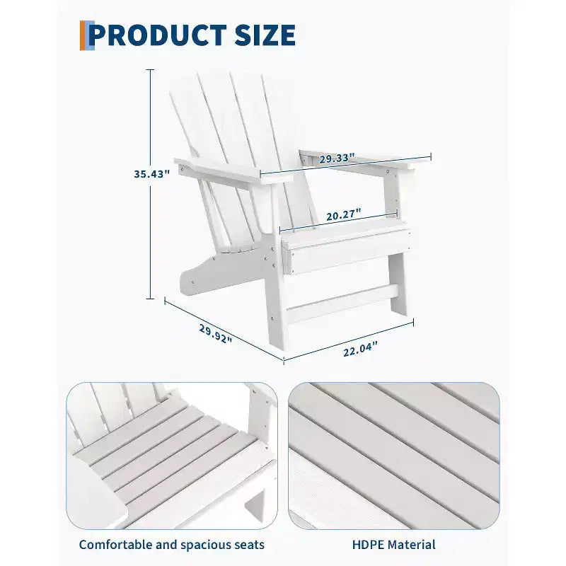 Moderna sedia Adirondack in HDPE, sedia da esterno sovradimensionata in polywood resistente alle intemperie con venature del legno, 380 libbre, per patio, braciere e piscina