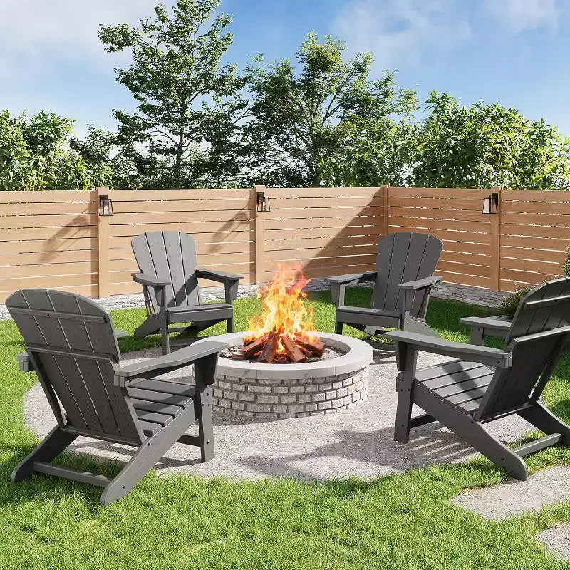 Moderna sedia Adirondack in HDPE, sedia da esterno sovradimensionata in polywood resistente alle intemperie con venature del legno, 380 libbre, per patio, braciere e piscina