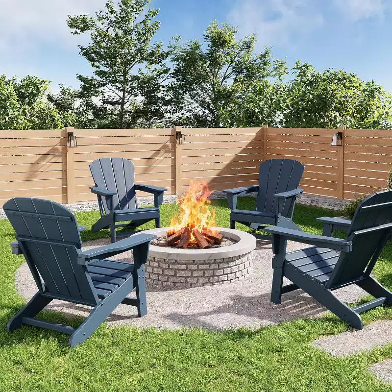 Moderna sedia Adirondack in HDPE, sedia da esterno sovradimensionata in polywood resistente alle intemperie con venature del legno, 380 libbre, per patio, braciere e piscina