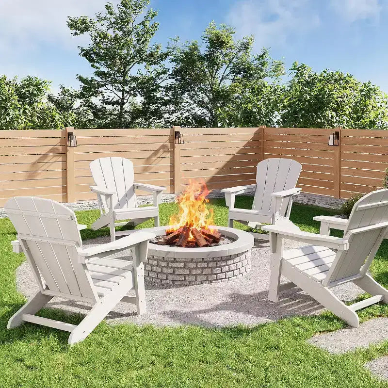 Moderna sedia Adirondack in HDPE, sedia da esterno sovradimensionata in polywood resistente alle intemperie con venature del legno, 380 libbre, per patio, braciere e piscina