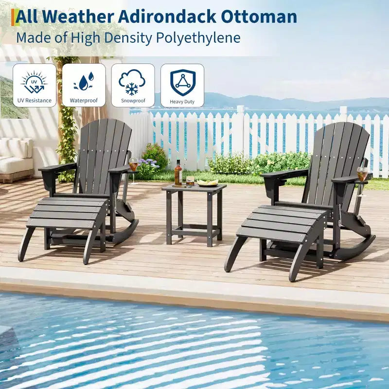 COZONY Poggiapiedi Ottomano Adirondack Portatile, confezione da 1/2/4 Poggiapiedi da Esterno in HDPE Resistente alle Intemperie per Sedia Adirondack, Patio, Portico, Piscina e Giardino