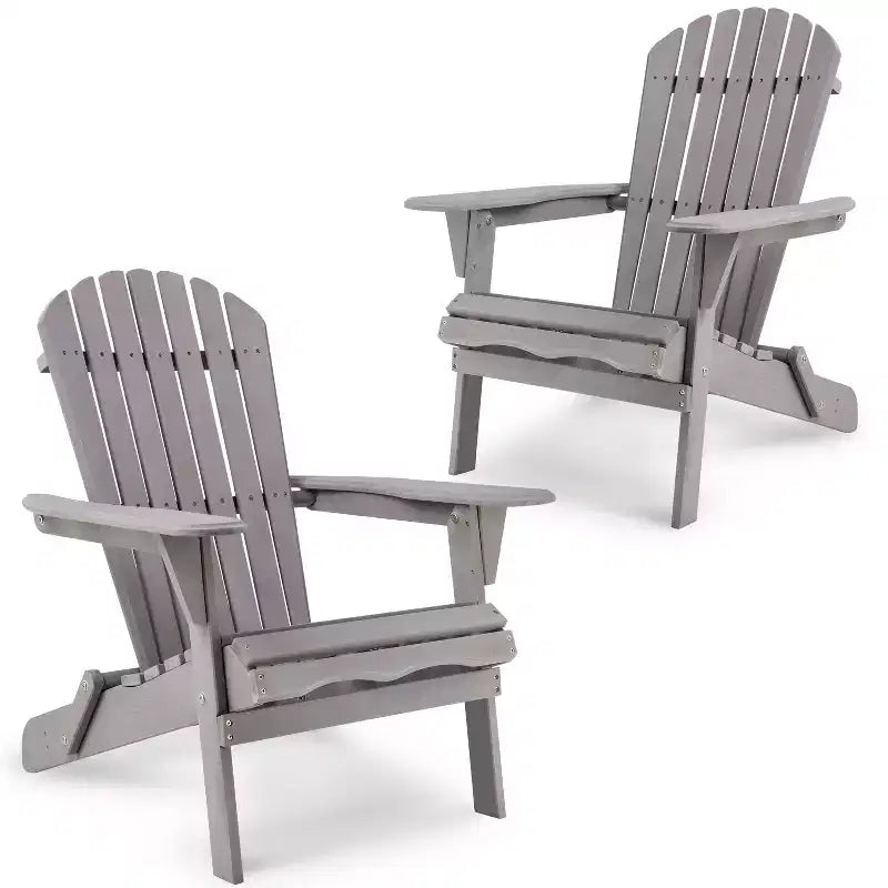 TUYOHW Sedia Adirondack Pieghevole da Patio, Set di 2, Sedia Accento Oversize per Portico, Giardino e Cortile, Sedia a Sdraio da Esterno, Capacità 150 kg