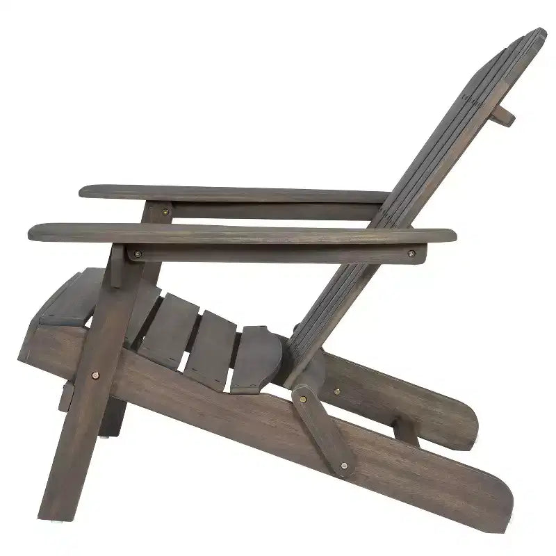 TUYOHW Sedia Adirondack Rustica da Patio, Sedia Accent Premium in Acacia per Portico, Giardino e Cortile, Sedia a Sdraio da Esterno, Capacità 136 kg