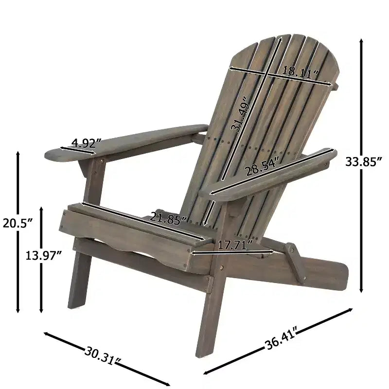 TUYOHW Sedia Adirondack Rustica da Patio, Sedia Accent Premium in Acacia per Portico, Giardino e Cortile, Sedia a Sdraio da Esterno, Capacità 136 kg