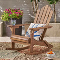 TUYOHW Rustic Adirondack Rocking Chair,Set of 1,Premium Acacia Accent Chairs with Cup Holder,Outdoor Lazy Chair for Porch,Backyard & Garden,Brown