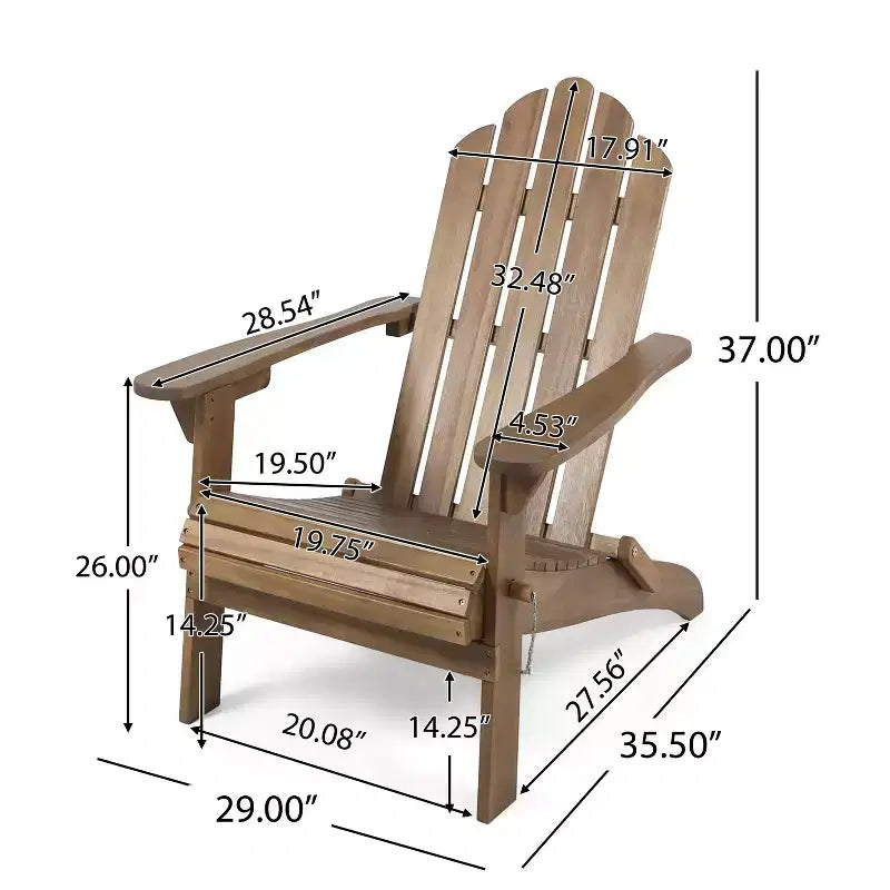 TUYOHW Sedia Adirondack Premium in Acacia, Set da 1, Pieghevole, Stile Bohemien, con Schienale Alto per Portico, Cortile e Giardino