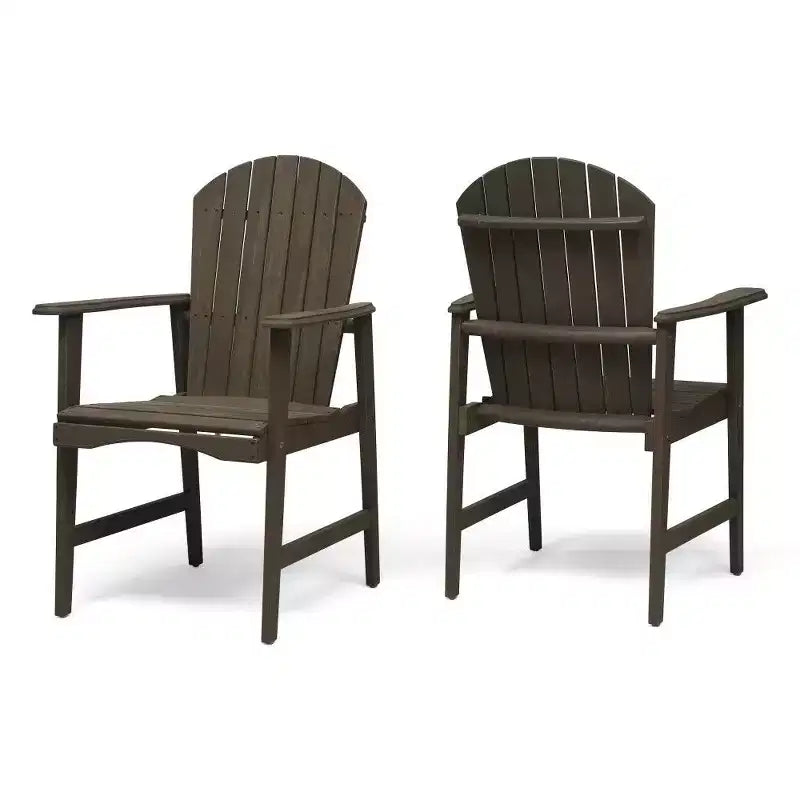 TUYOHW Set di 2 Sedie da Pranzo Adirondack in Legno di Acacia, Sedie da Giardino Resistenti alle Intemperie per Esterni, Capacità 136 kg