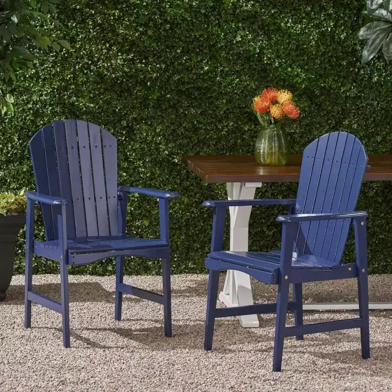TUYOHW Set di 2 Sedie da Pranzo Adirondack in Legno di Acacia, Sedie da Giardino Resistenti alle Intemperie per Esterni, Capacità 136 kg