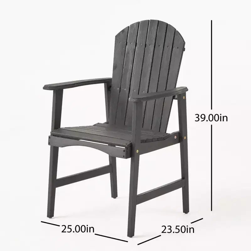 TUYOHW Set di 2 Sedie da Pranzo Adirondack in Legno di Acacia, Sedie da Giardino Resistenti alle Intemperie per Esterni, Capacità 136 kg