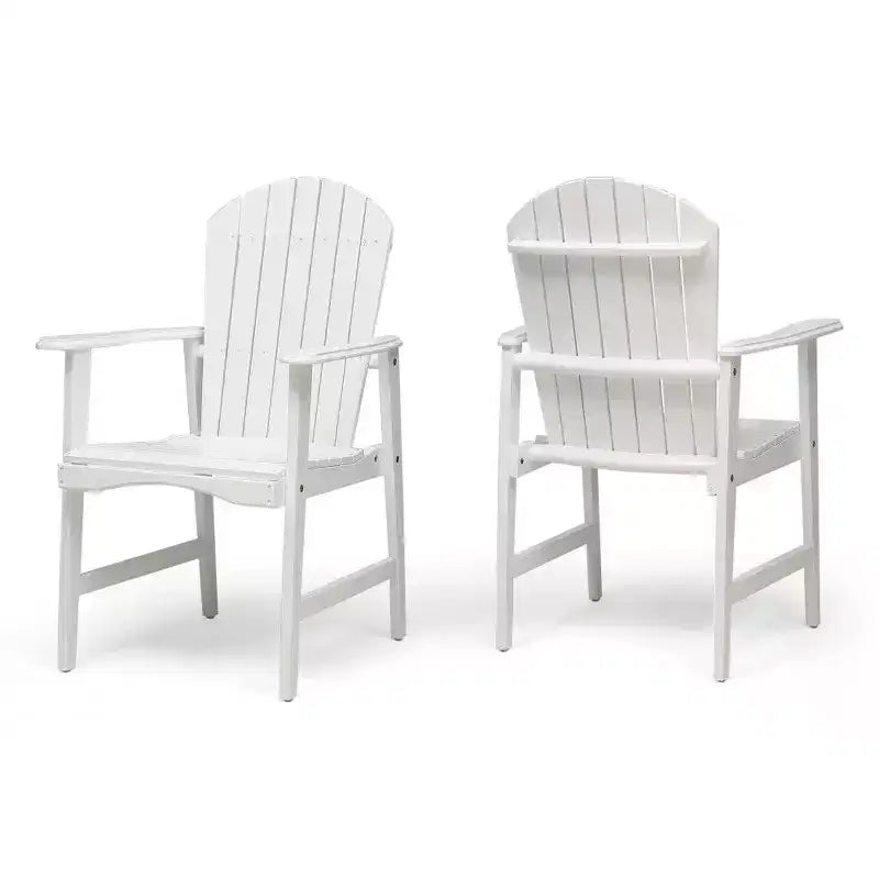 TUYOHW Set di 2 Sedie da Pranzo Adirondack in Legno di Acacia, Sedie da Giardino Resistenti alle Intemperie per Esterni, Capacità 136 kg