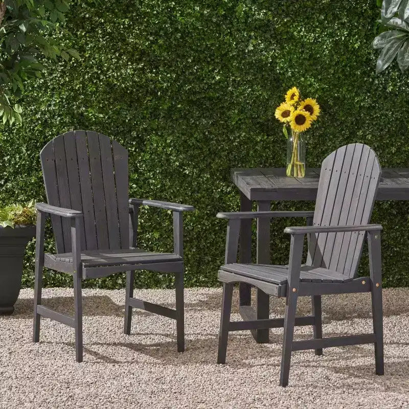 TUYOHW Set di 2 Sedie da Pranzo Adirondack in Legno di Acacia, Sedie da Giardino Resistenti alle Intemperie per Esterni, Capacità 136 kg