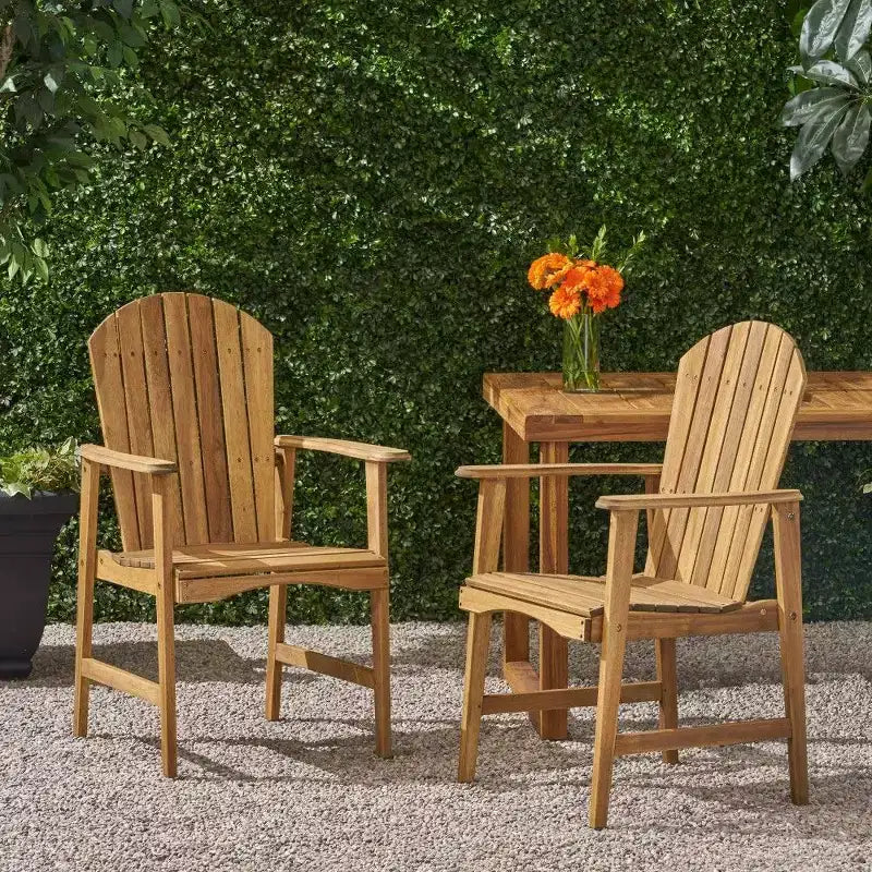 TUYOHW Set di 2 Sedie da Pranzo Adirondack in Legno di Acacia, Sedie da Giardino Resistenti alle Intemperie per Esterni, Capacità 136 kg