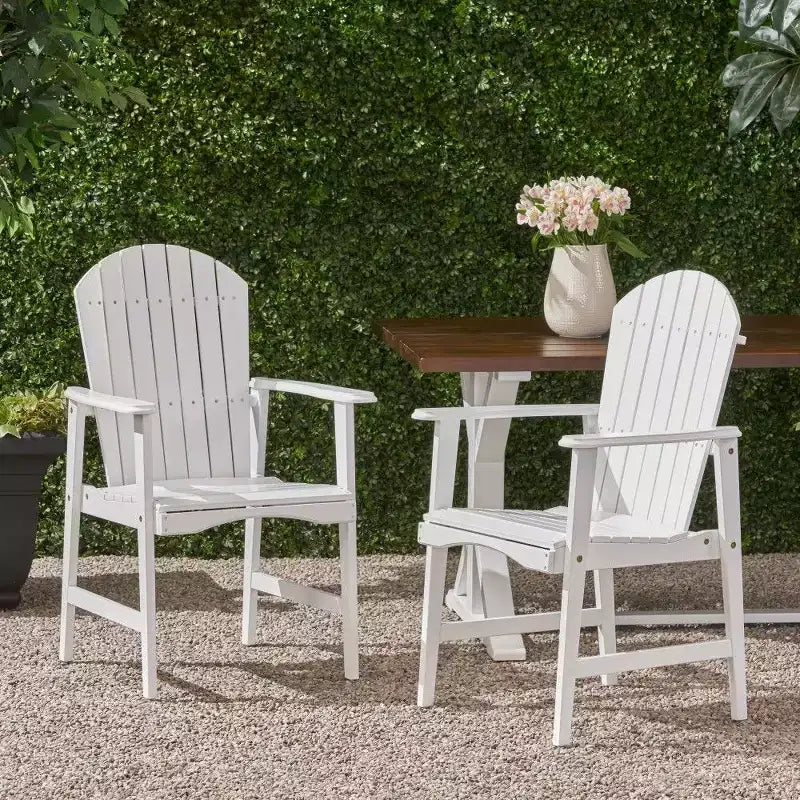 TUYOHW Set di 2 Sedie da Pranzo Adirondack in Legno di Acacia, Sedie da Giardino Resistenti alle Intemperie per Esterni, Capacità 136 kg