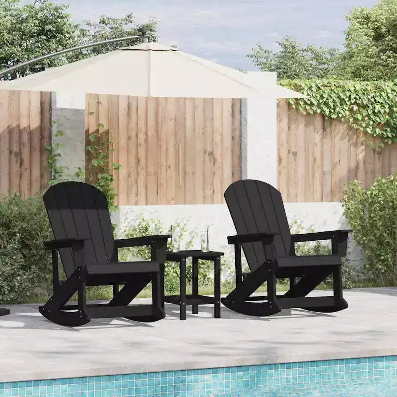 vidaXL Sedie a dondolo Adirondack 2 pz Nere in HDPE - Nere Senza Tavolo