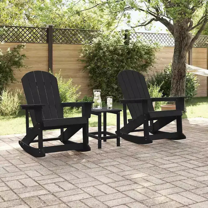 vidaXL Sedie a dondolo Adirondack 2 pz Nere in HDPE - Nere Senza Tavolo