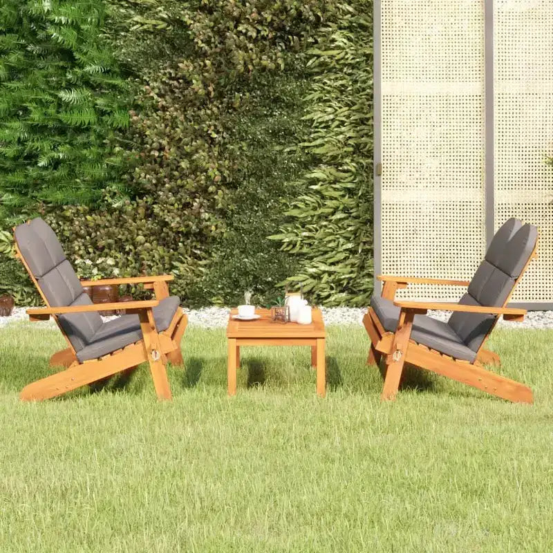 vidaXL Salotto da giardino marrone in legno massello di acacia Standard Pieghevole