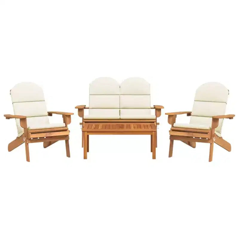 vidaXL Salotto da giardino marrone in legno massello di acacia Standard Pieghevole