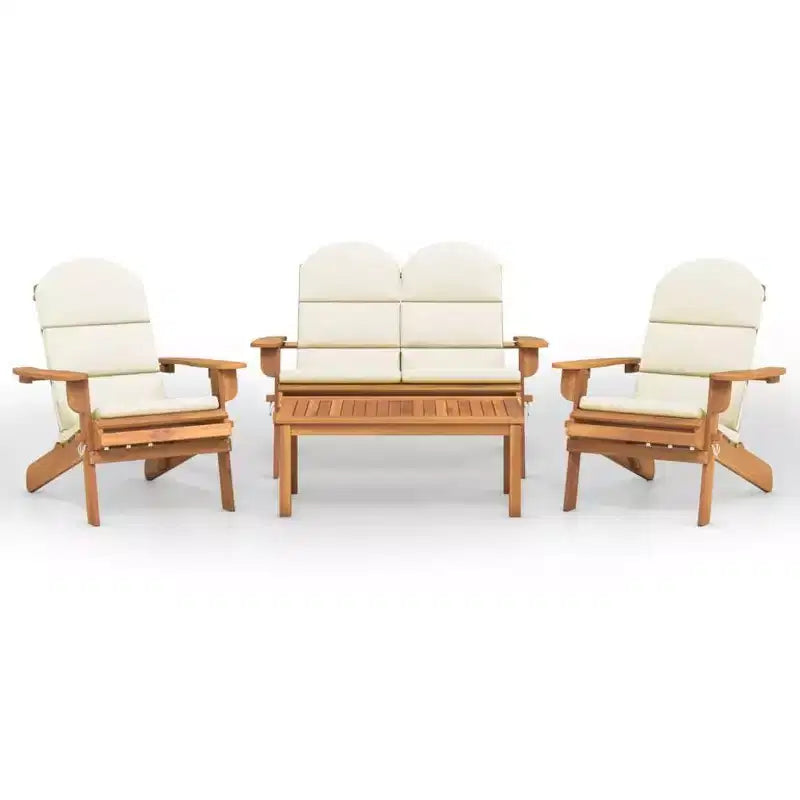 vidaXL Salotto da giardino marrone in legno massello di acacia Standard Pieghevole