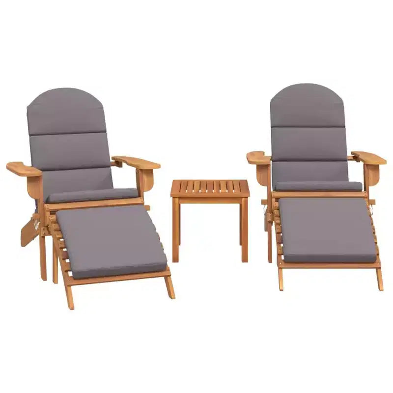 vidaXL Set mobili da giardino Set di sedie Adirondack pieghevoli Legno massello di acacia