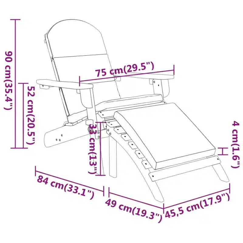vidaXL Set mobili da giardino Set di sedie Adirondack pieghevoli Legno massello di acacia