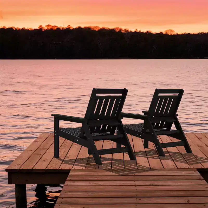 Hyleory Sedia Adirondack Regolabile da Giardino in HDPE, Sedia da Esterno per Tutte le Condizioni Atmosferiche (Confezione da 2)